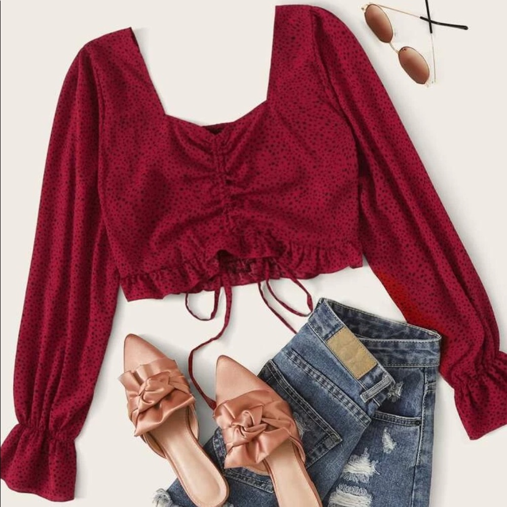 Red and Black Polka Dotted Blouse